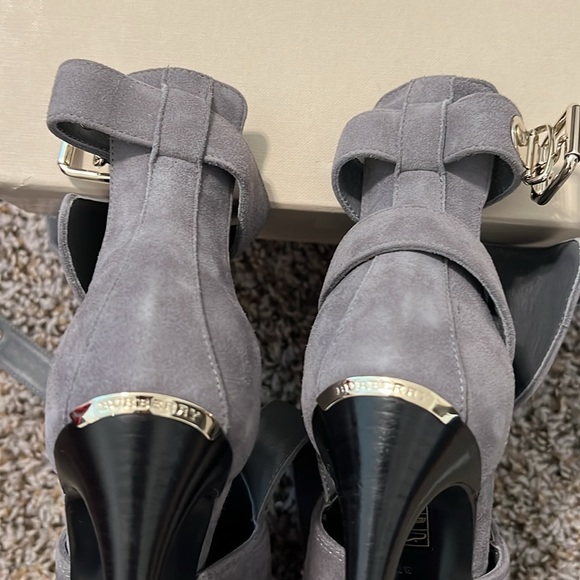 Burberry Acoustic Overfield 100 Suede Peep Toe Ankle Boots - Picture 6 of 6